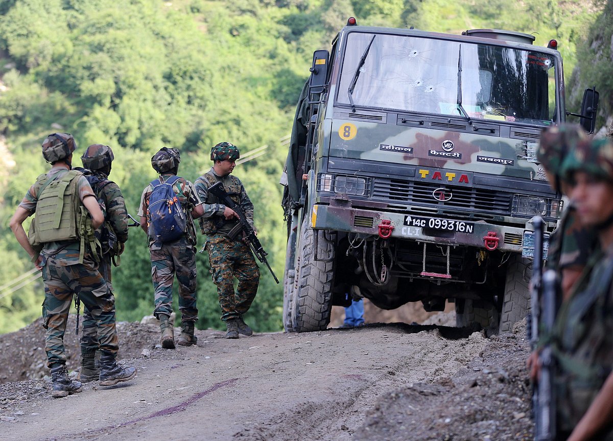 Army vehicle which was ambushed by hiding militants in Kathua | - PTI